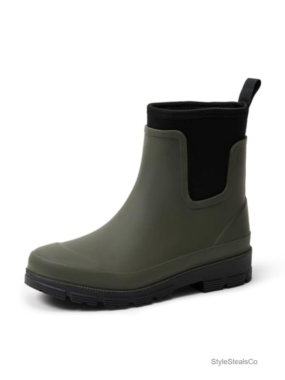 Waterproof Chelsea Ankle Rain Boot Slip-On Rubber Block Heel